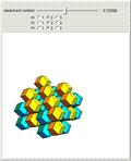 Packing of Rhombic Dodecahedra Expanding and Contracting in Two Directions