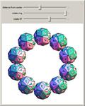 Rings of 5 and 10 Rhombic Triacontahedra